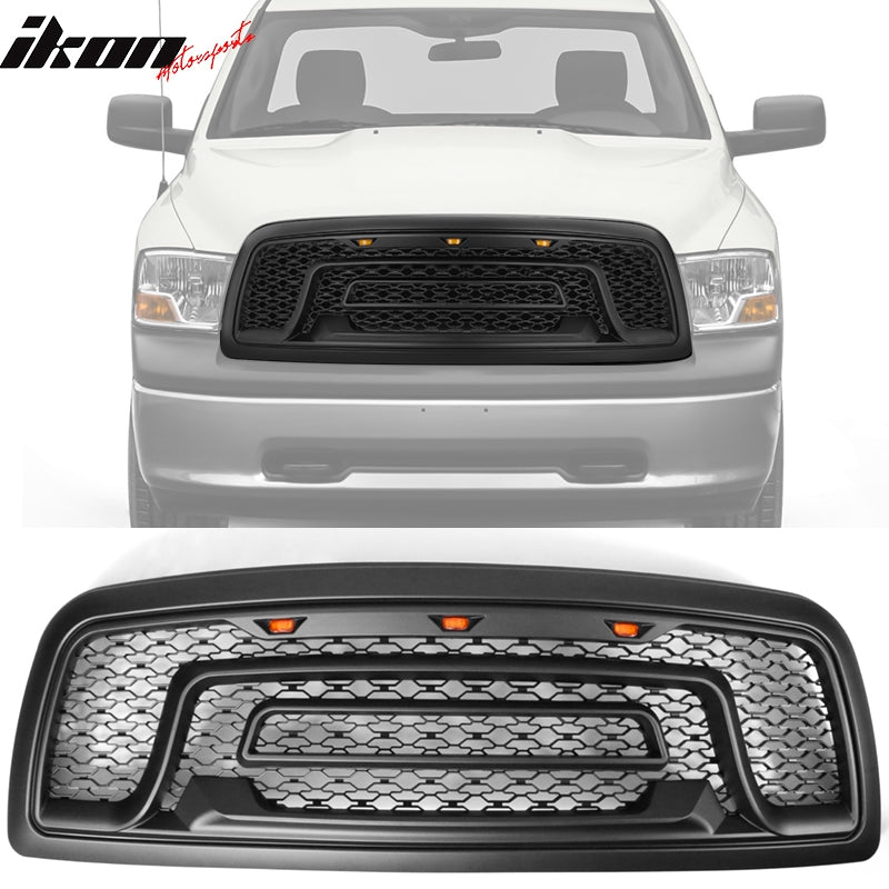 2009-2012 Dodge Ram 1500 Gloss Black Front Upper Grille W/Signal Light