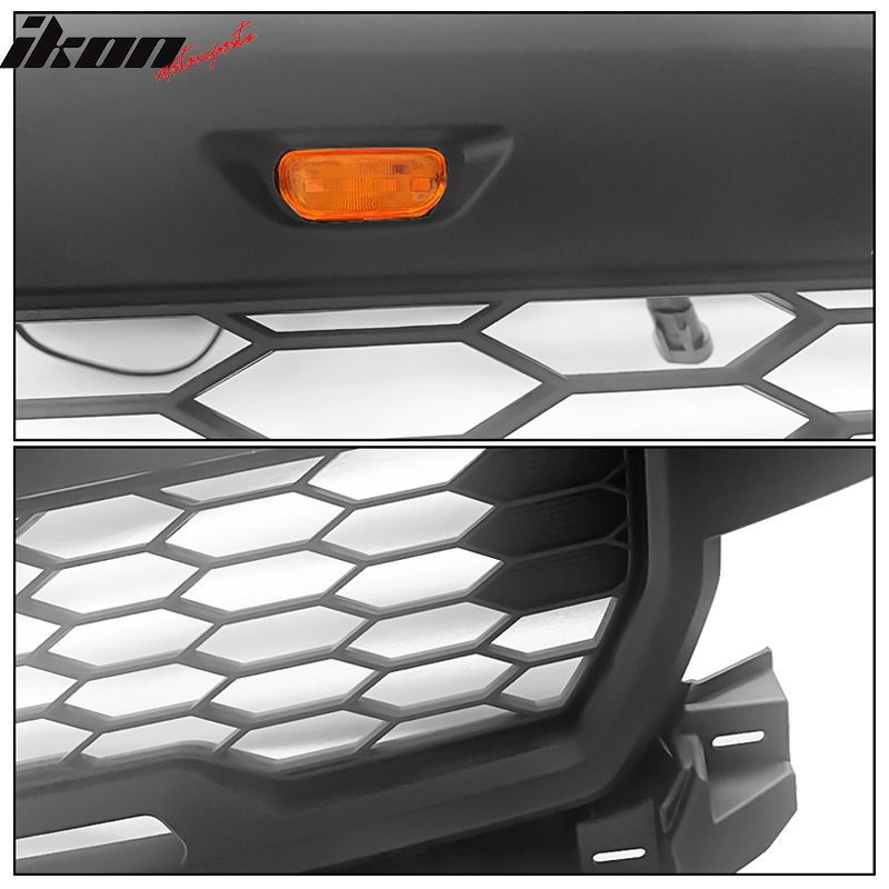 2018-2020 Ford F150 V3 Style Black Front Bumper Hood Grille Yellow LED