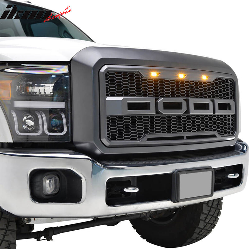 2011-2016 Ford F-250 F-350 Super Duty R Style Matte Black Grille