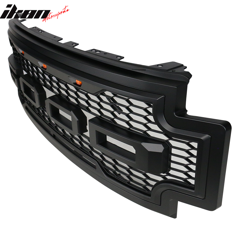 2017-2019 F-250 F-350 R Style Front Bumper Hood Grille Matte Black