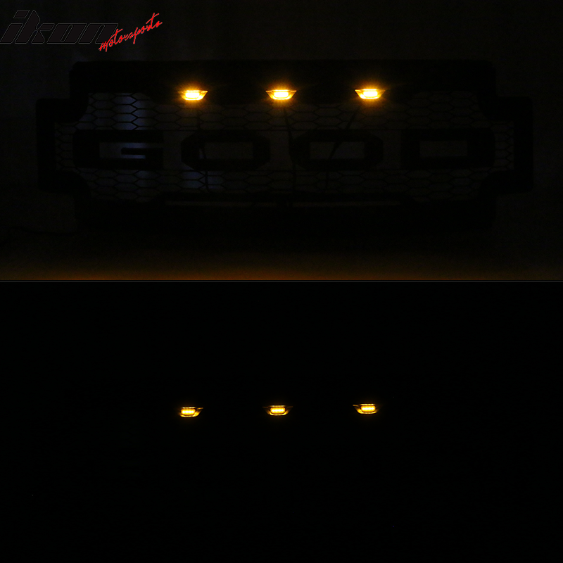 2017-2019 F-250 F-350 R Style Front Bumper Hood Grille Matte Black