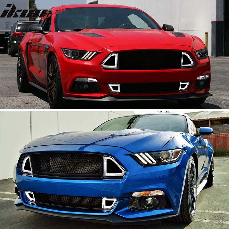 2015-2017 Ford Mustang Front Lower Grille With Smoked DRL LED Light