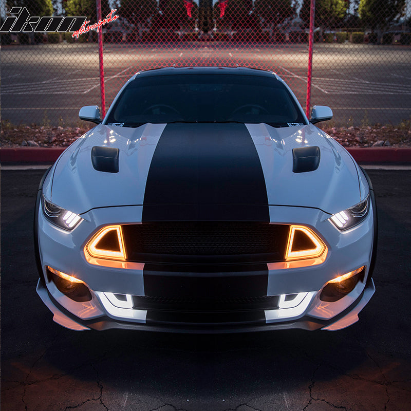2015-2017 Ford Mustang Front Hood Grille White DRL LED w/ Turn Signal