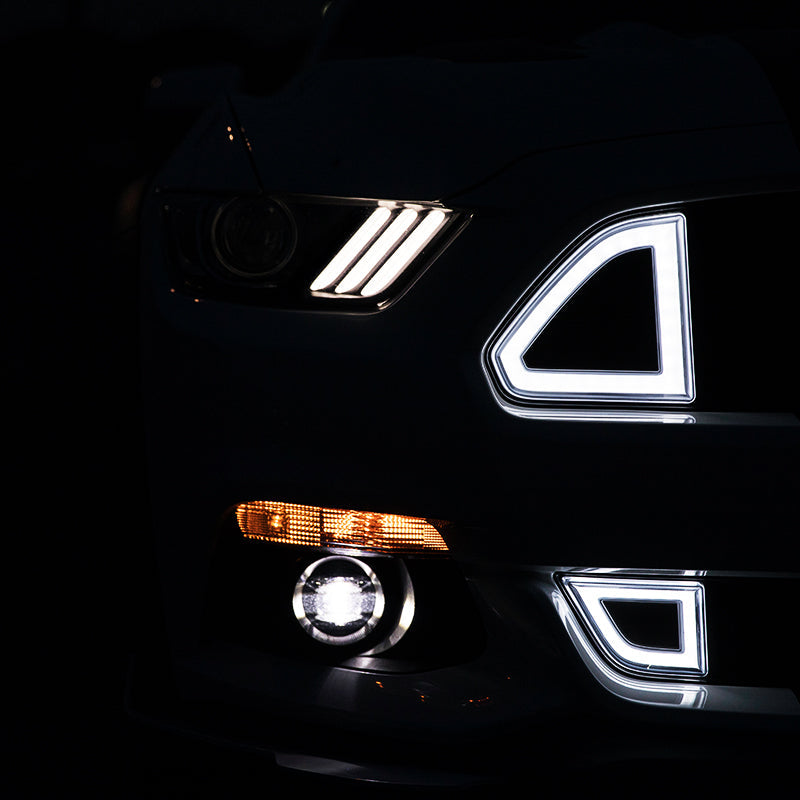 2015-2017 Ford Mustang Front Hood Grille White DRL LED w/ Turn Signal