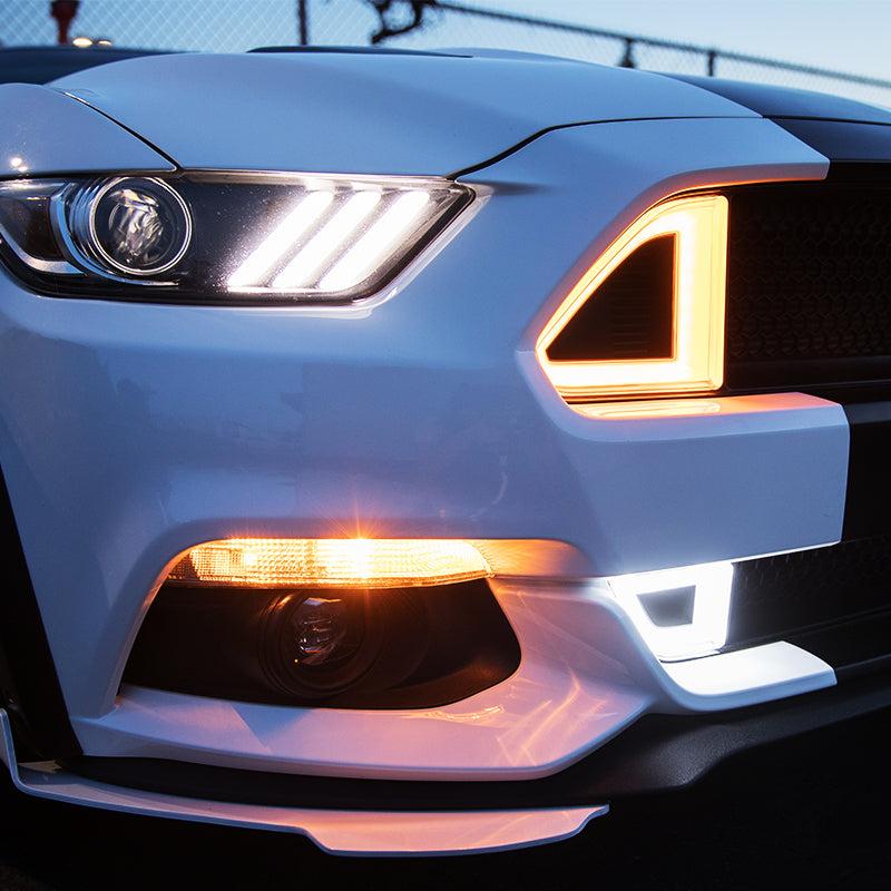 2015-2017 Ford Mustang Front Hood Grille White DRL LED w/ Turn Signal