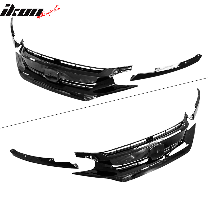 2016-2021 Honda Civic 10th Gen Mesh Gloss Black Front Bumper Car Grill