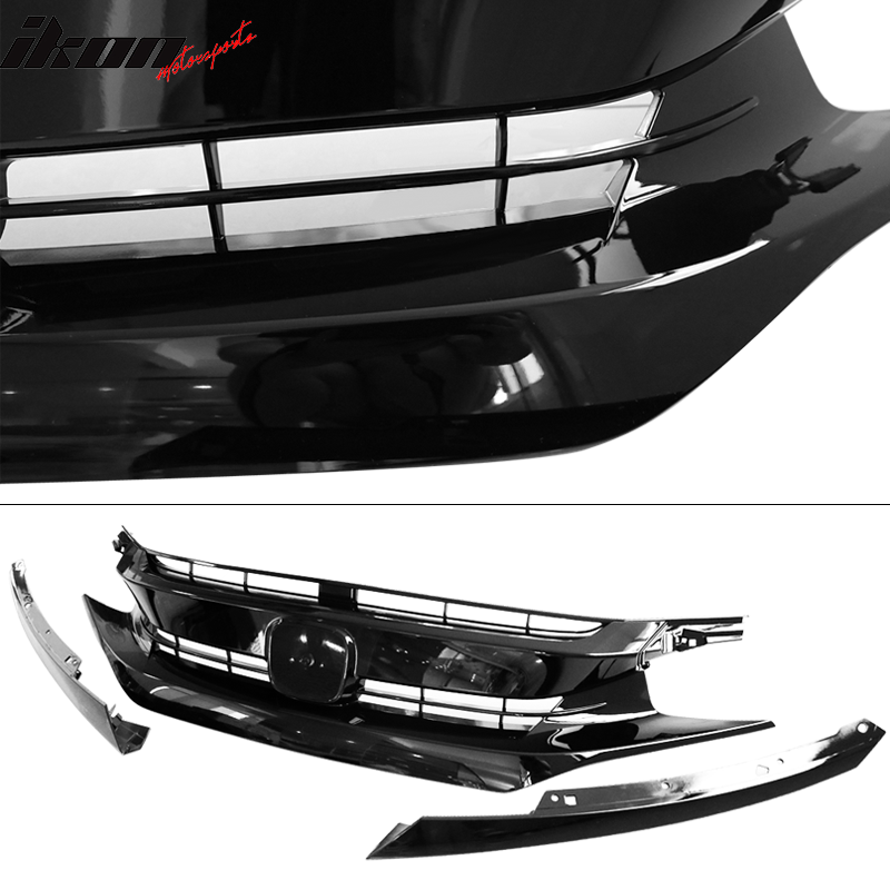 2016-2021 Honda Civic 10th Gen Mesh Gloss Black Front Bumper Car Grill