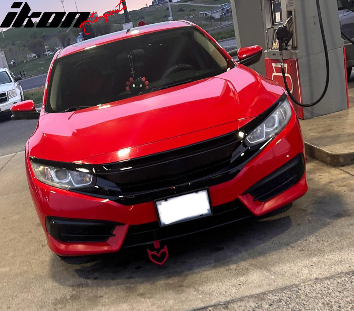 2016-2021 Honda Civic 10th Gen Mesh Gloss Black Front Bumper Car Grill