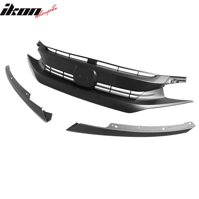 2016-2021 Honda Civic 10th OEM Matte Black Front Bumper Hood Grille