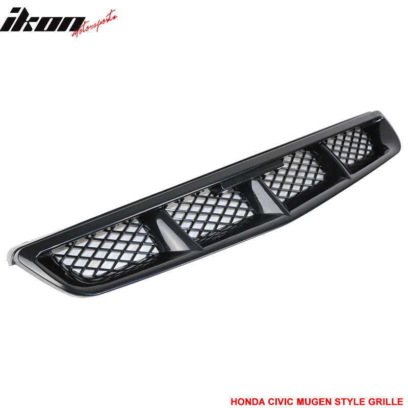 1999-2000 Honda Civic Mugen Style Unpainted Mesh Front Hood Grille ABS
