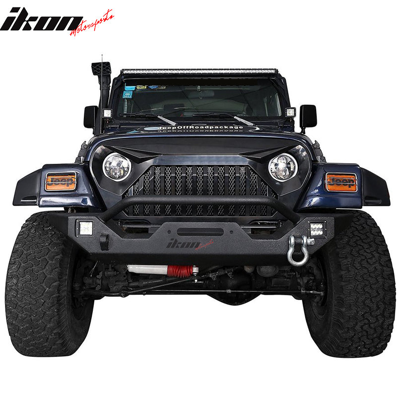 1997-2006 Jeep Wrangler TJ V2 Topfire Monster Hood Matte Mesh Grill
