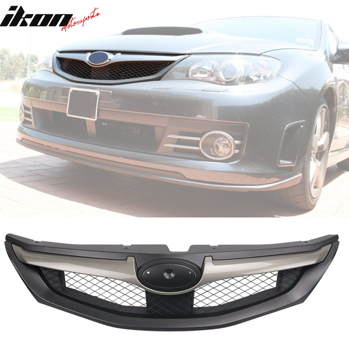 2008-2010 Subaru Impreza WRX OE Style Grille Matte Black W/ Silver ABS