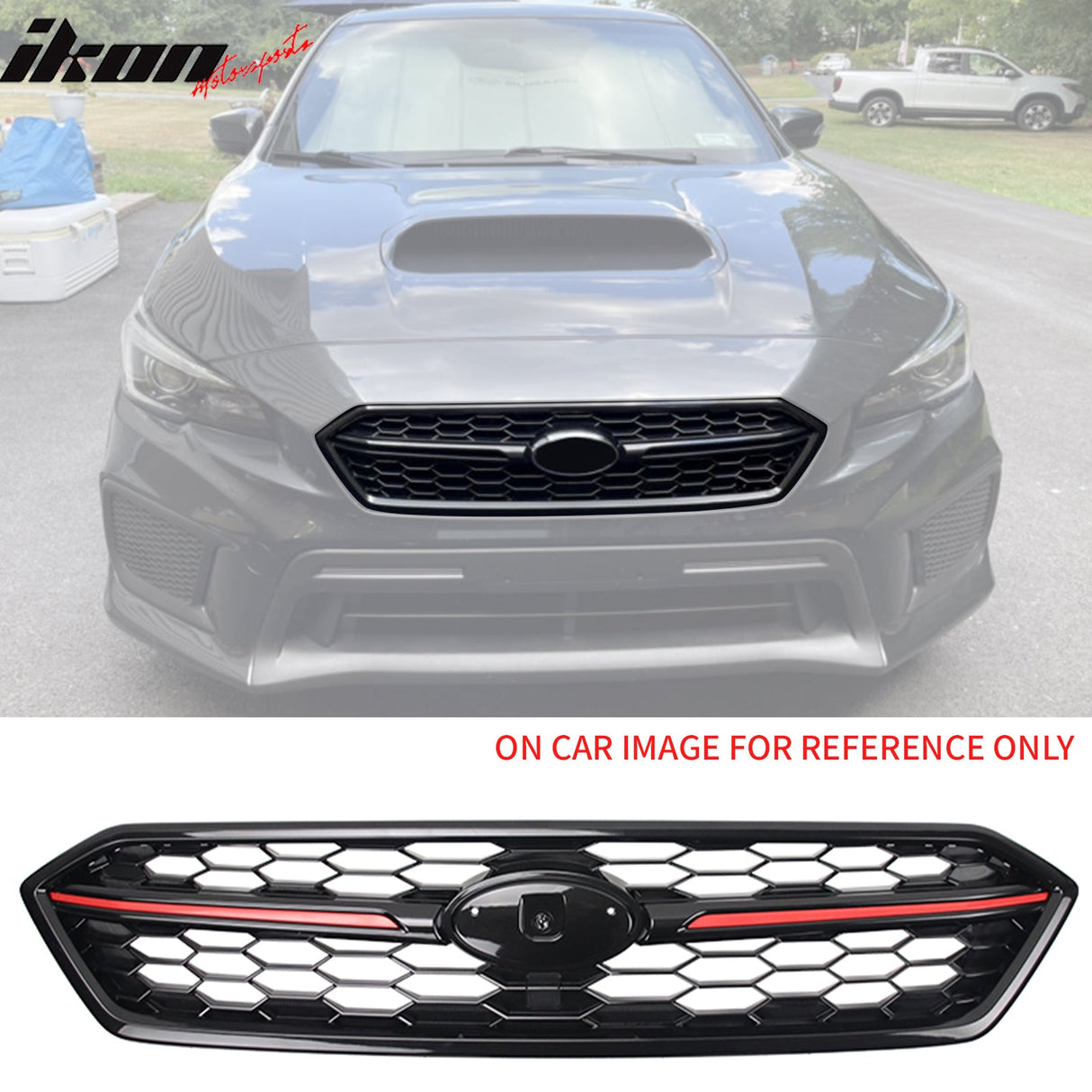 2018-2021 Subaru WRX Gloss Black W/ Red STI Style Front Grille ABS