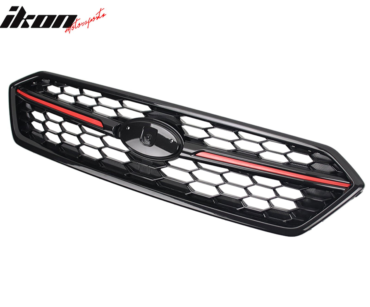 2018-2021 Subaru WRX Gloss Black W/ Red STI Style Front Grille ABS