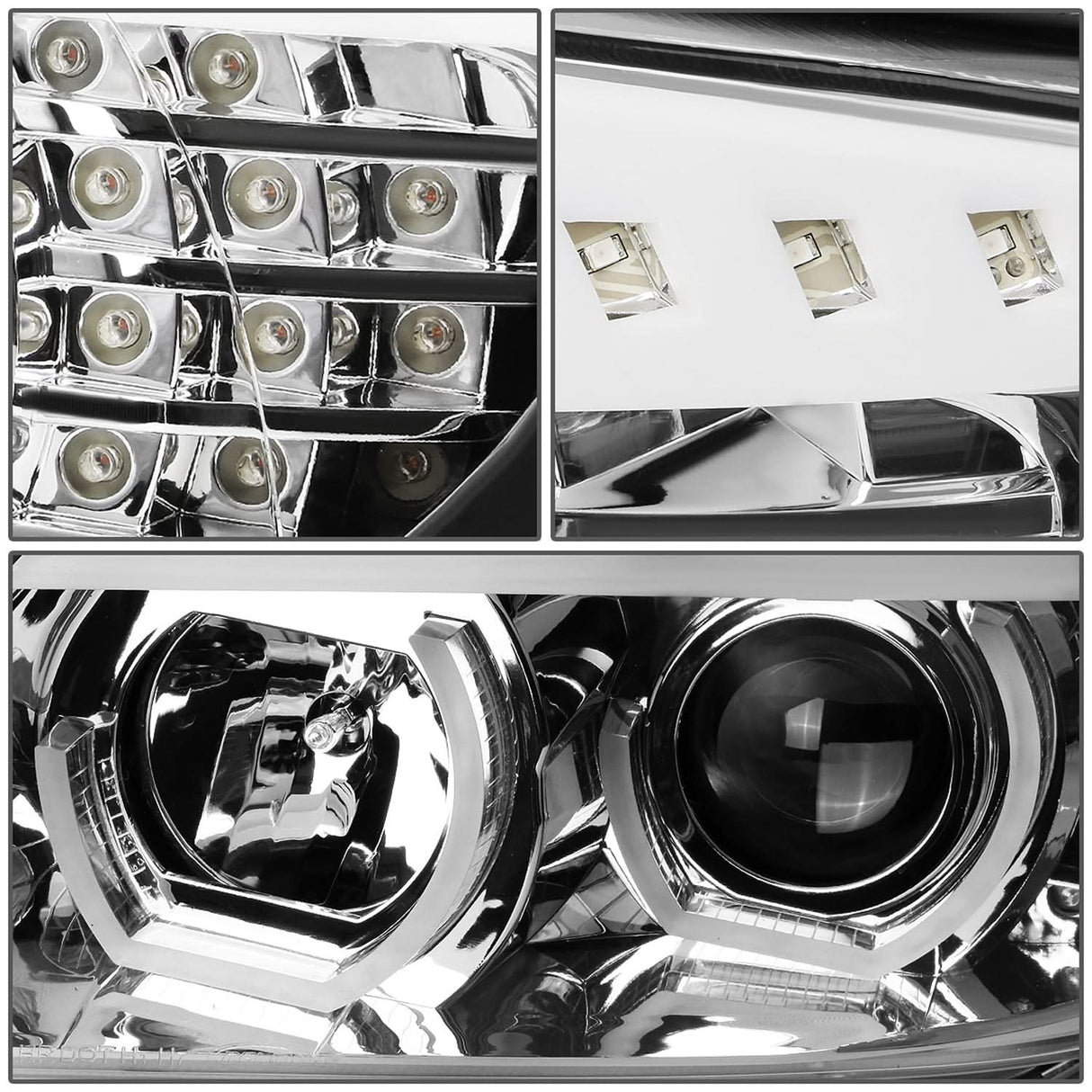 06-12 BMW 3-Series E90 3D Crystal Halo Projector LED Headlights Chrome