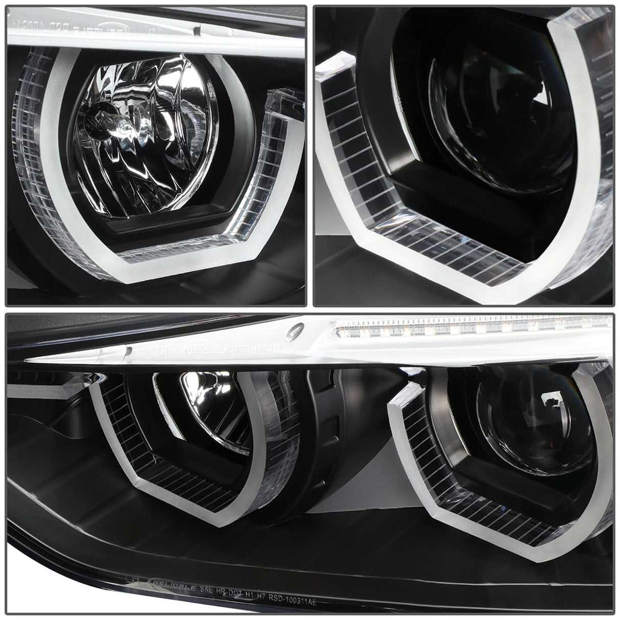 2012-2016 BMW F30 3-Series 3D LED Bar Headlights Black Housing
