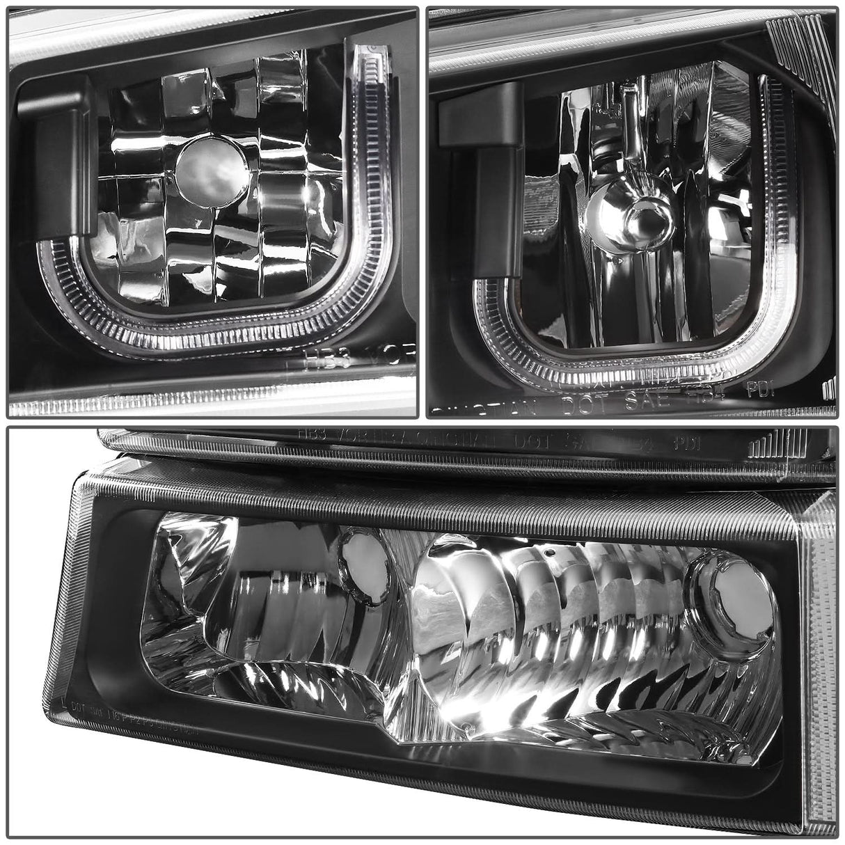 03-07 Chevrolet Silverado J-Halo LED DRL Headlights 4PC Black Clear