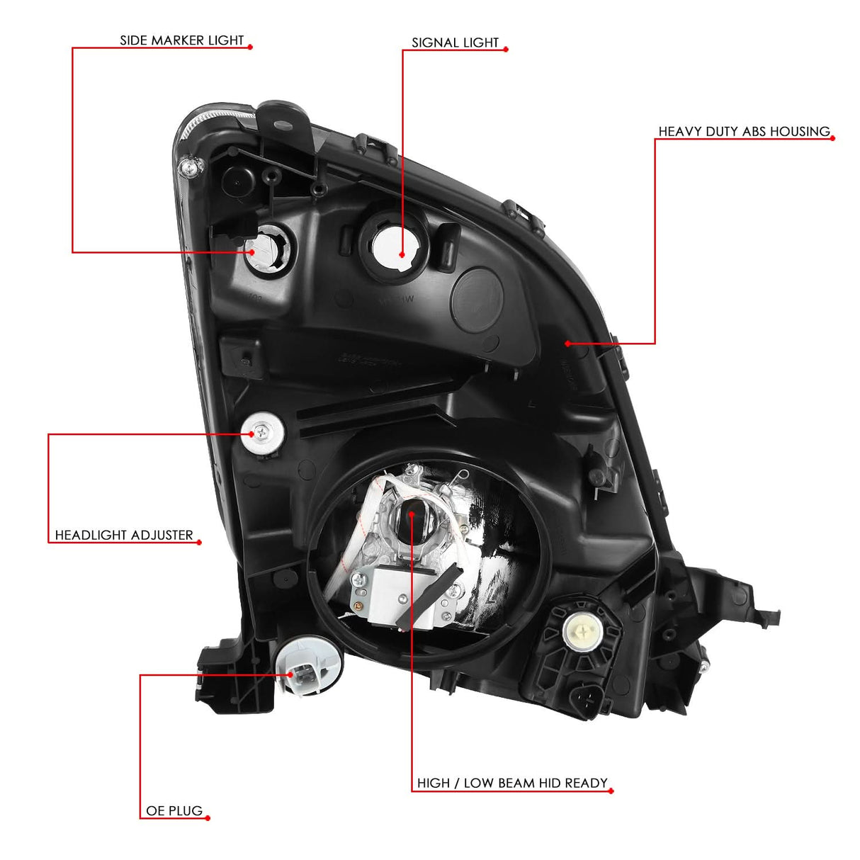2006-2009 Toyota Prius HID Xenon Headlights Black Housing Clear Corner