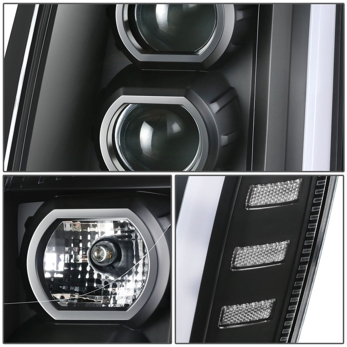 07-14 Cadillac Escalade Projector Headlights Black Housing Clear Corner