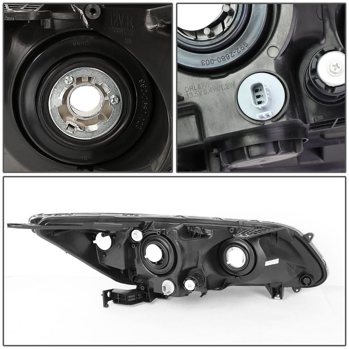 13-15 Honda Accord LED DRL Projector Headlights Black Housing