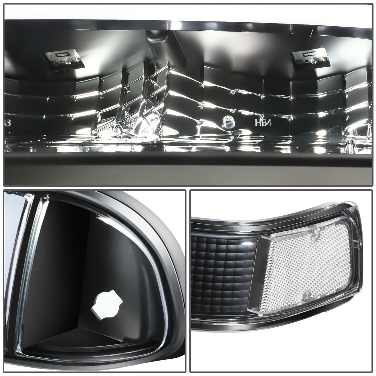 98-04 Chevrolet Blazer/S10 LED Switchback L-Pattern Headlights - Black