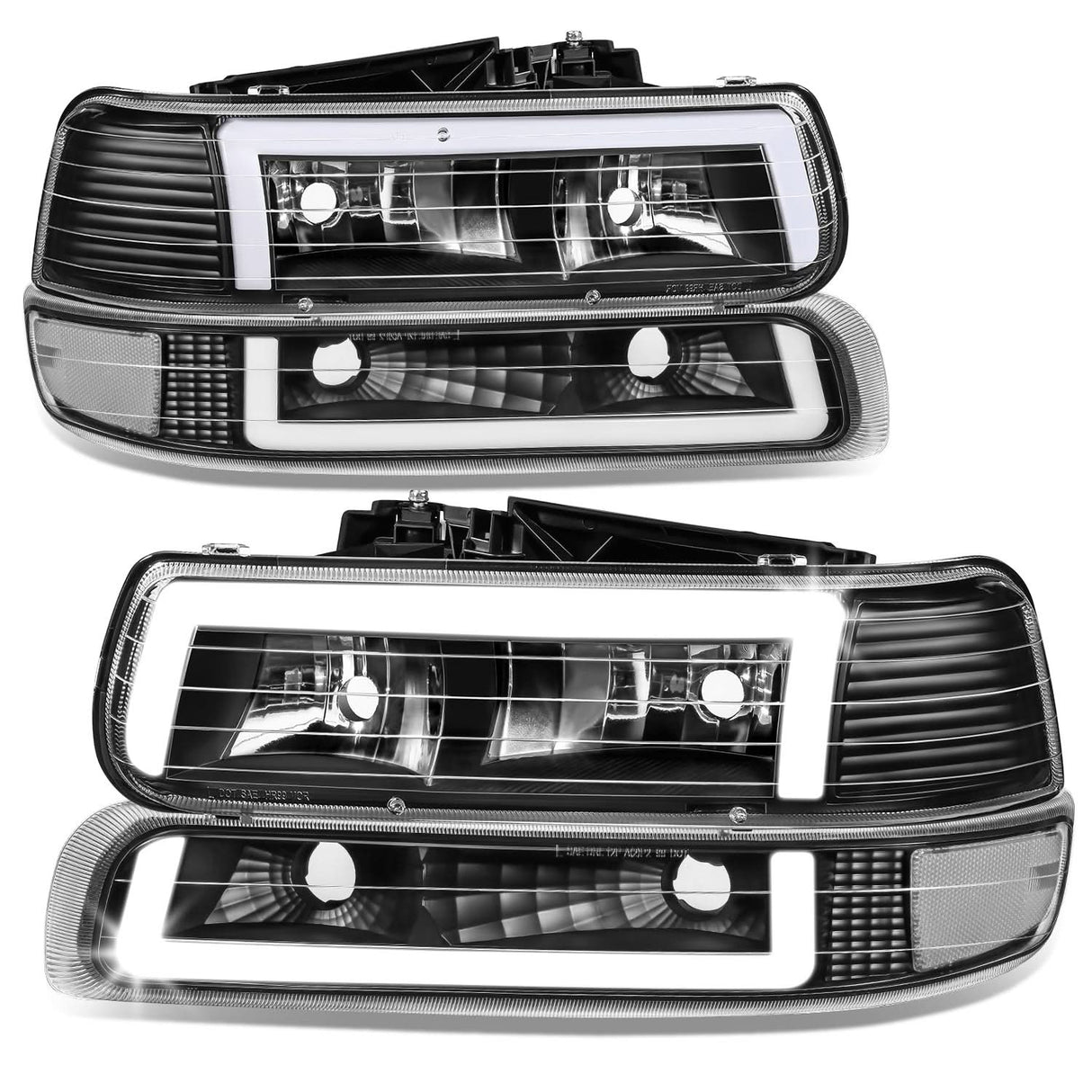 99-06 Chevrolet Silverado Tahoe Suburban LED DRL Dual C-Bar Headlights