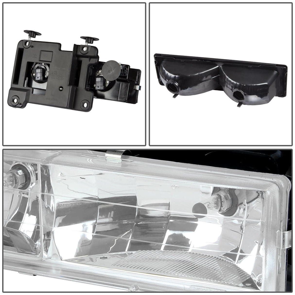 88-93 Chevrolet C10 Chrome Housing Clear Corner 8PC Headlight Set