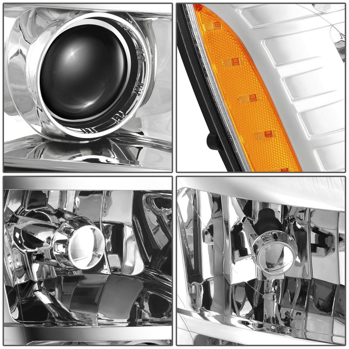 2007-2014 Cadillac Escalade Chrome Headlights with Amber Corner