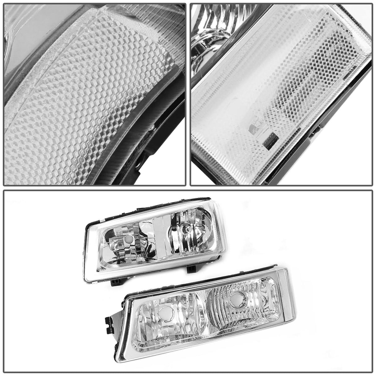 03-06 Chevrolet Silverado / Avalanche Chrome Clear Headlights 4PC Set