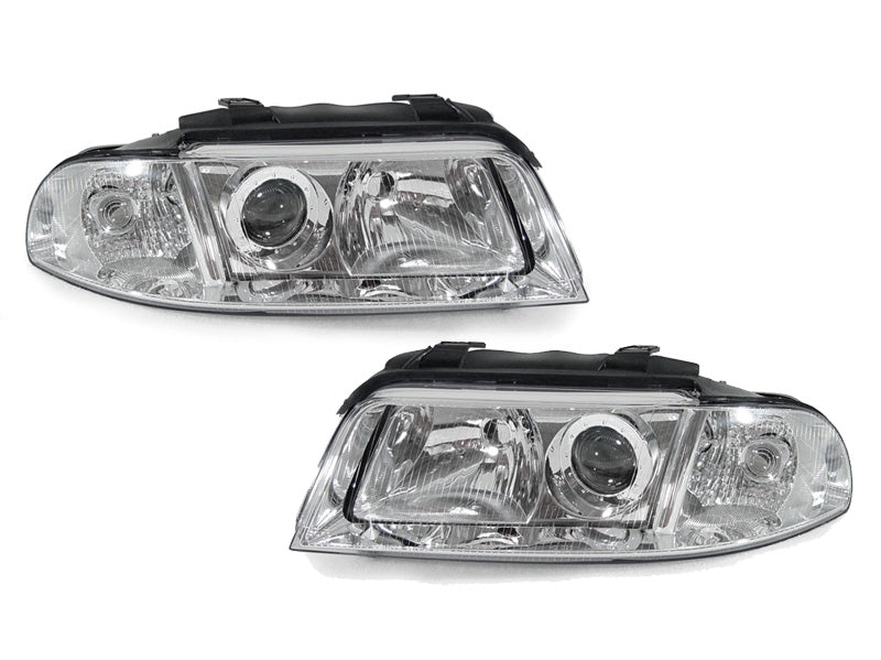 1999-2001 Audi B5 A4 & 00-02 S4 Chrome Projector Euro Am Headlights Set