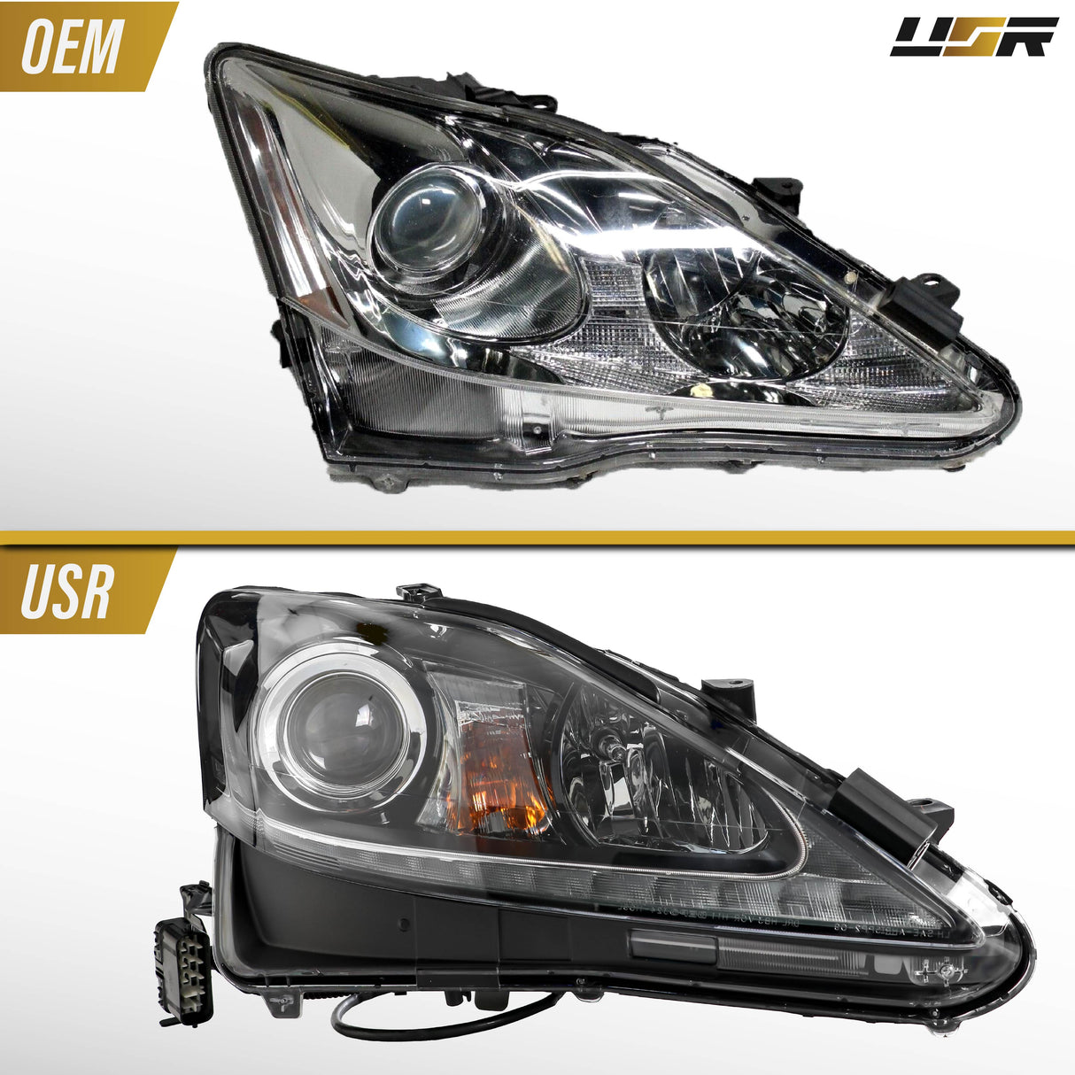 2006-2013 Lexus Is250/Is350 Depo V2 Oe Facelift Style W/Drl Led Bar Projector Black Headlight Set