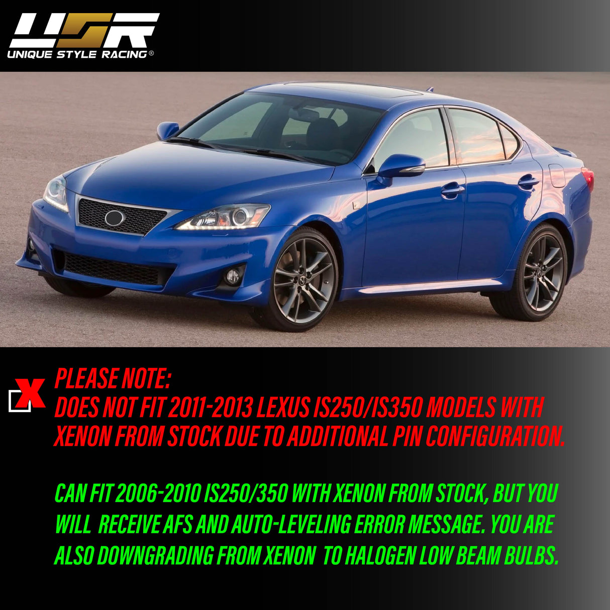 2006-2013 Lexus Is250/Is350 Depo V2 Oe Facelift Style W/Drl Led Bar Projector Black Headlight Set