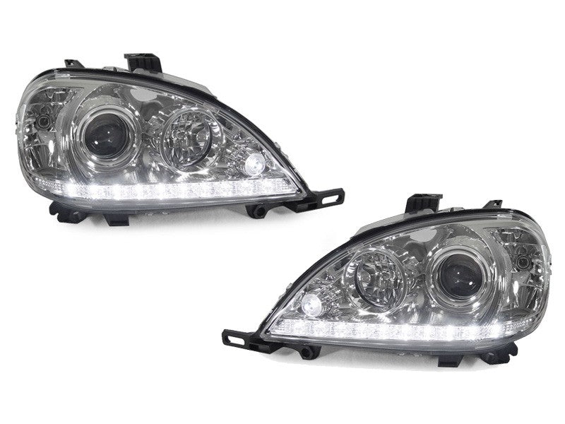 2002-2005 Mercedes ML Class Euro Look Chrome Projector Headlights w/ LED