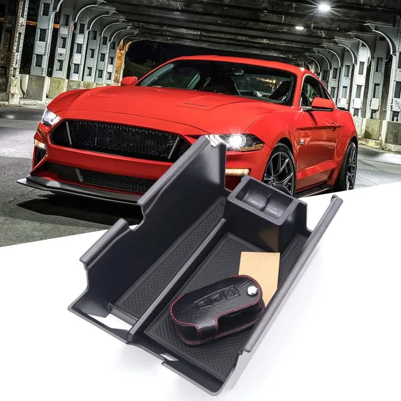 Ford Mustang Center Console Armrest Storage Organizer Tray (2017–2022)