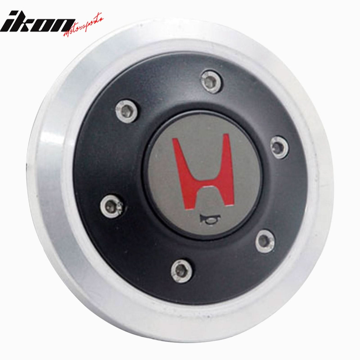 Silver/Black Steering Wheel Horn Button Red Letter H Logo For Honda