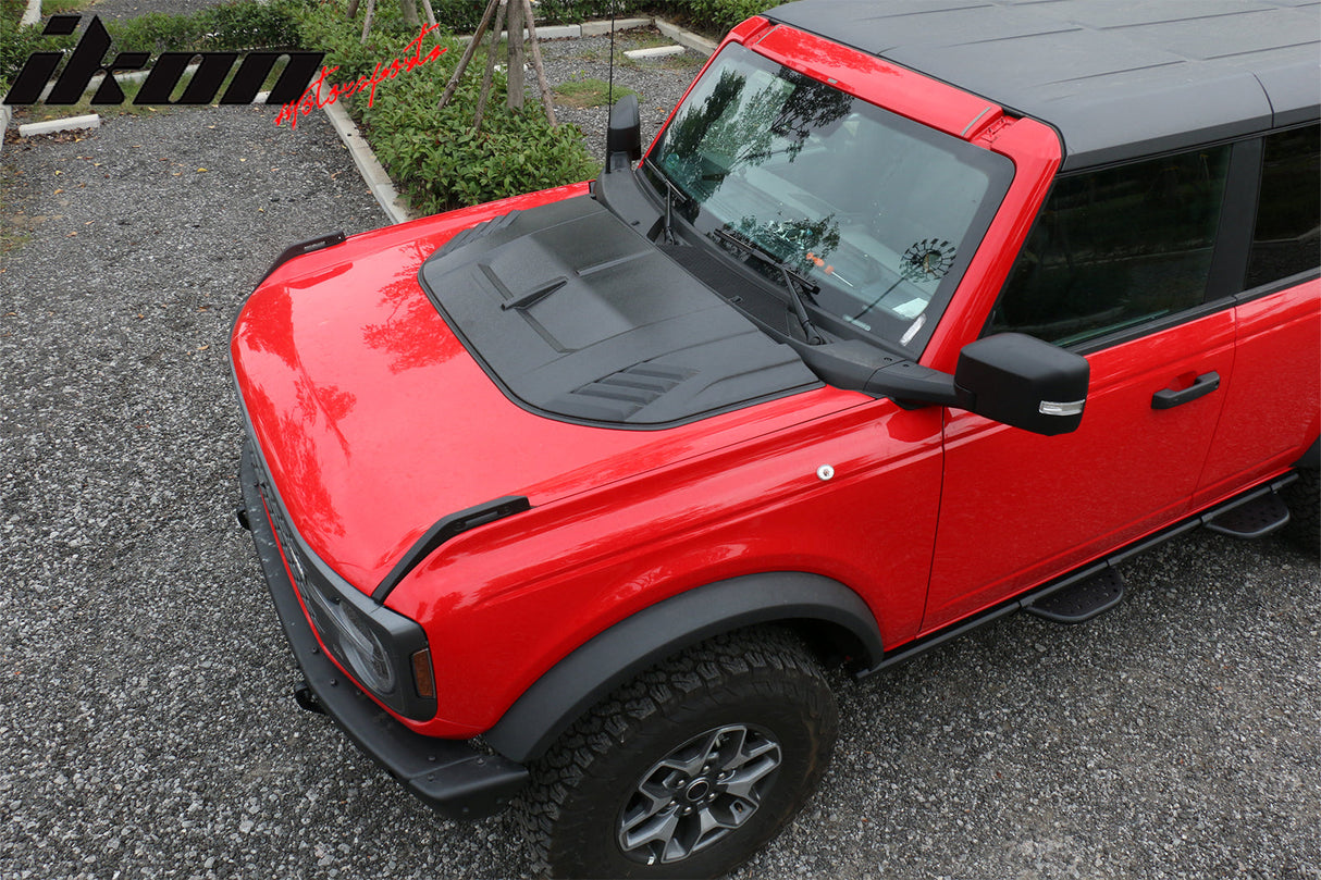 2021-2025 Ford Bronco Sanded Black Front Hood Bonnet Cover Trim ABS