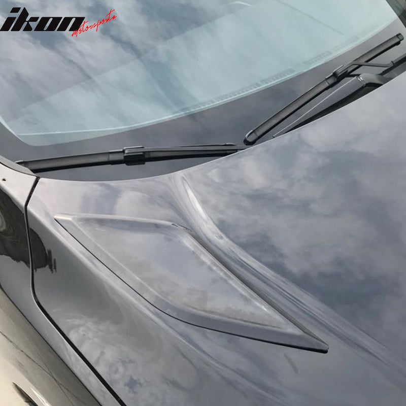 2016-2020 Honda Civic 10th Gen V1 Black Front Hood Scoop Vents ABS 2PC