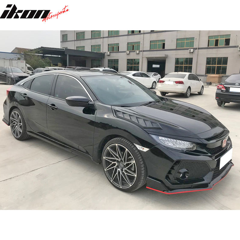 2016-2020 Honda Civic 10th Gen V2 Style Black Hood Vents ABS