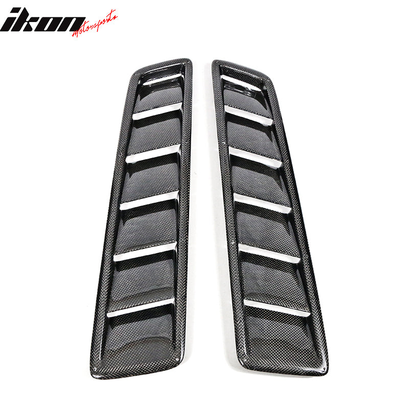 Universal Fitment Air Flow Hood Vent Scoop Bonnet Cover 2PC 20x5in CF