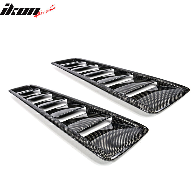 Universal Fitment Air Flow Hood Vent Scoop Bonnet Cover 2PC 20x5in CF