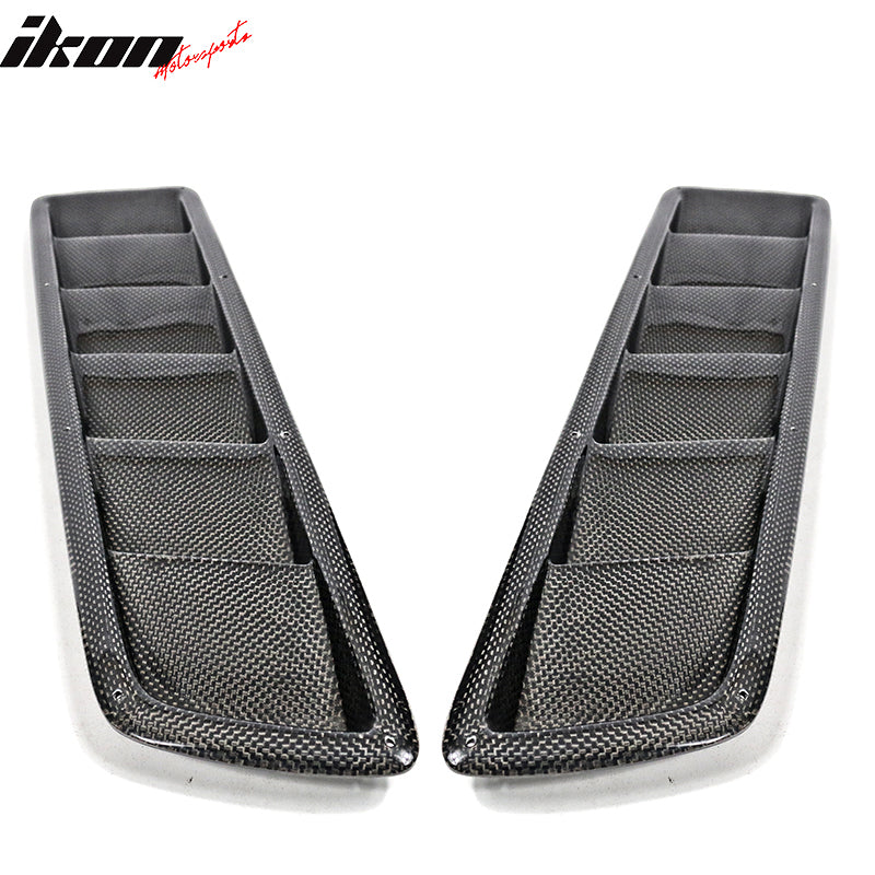 Universal Fitment Air Flow Hood Vent Scoop Bonnet Cover 2PC 20x5in CF
