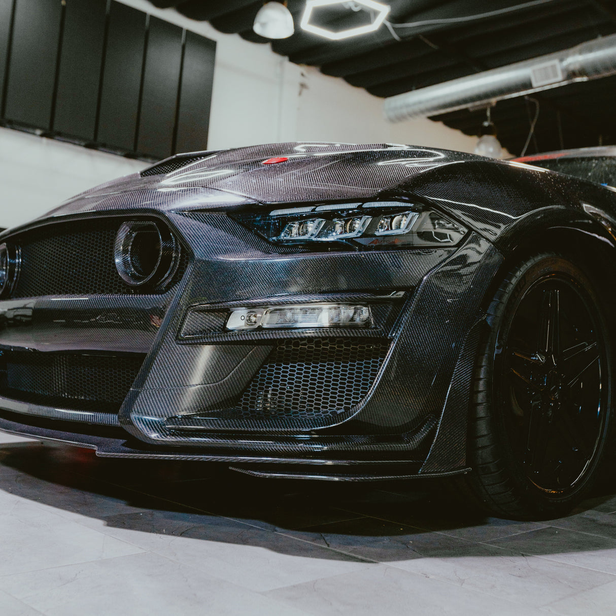 2018-2023 Ford Mustang GT500/Mach1 Combo Double Sided Full Carbon Fiber Track Package Front Bumper Conversion