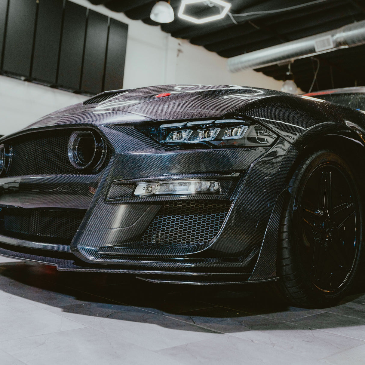 2018-2023 Ford Mustang GT500/Mach1 Combo Double Sided Full Carbon Fiber Track Package Front Bumper Conversion