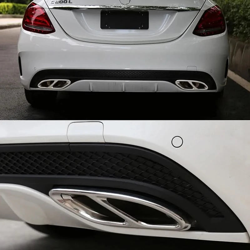 Gloss Black Stainless Steel Exhaust Tip Covers – Mercedes C / E / A / B / GLC Class