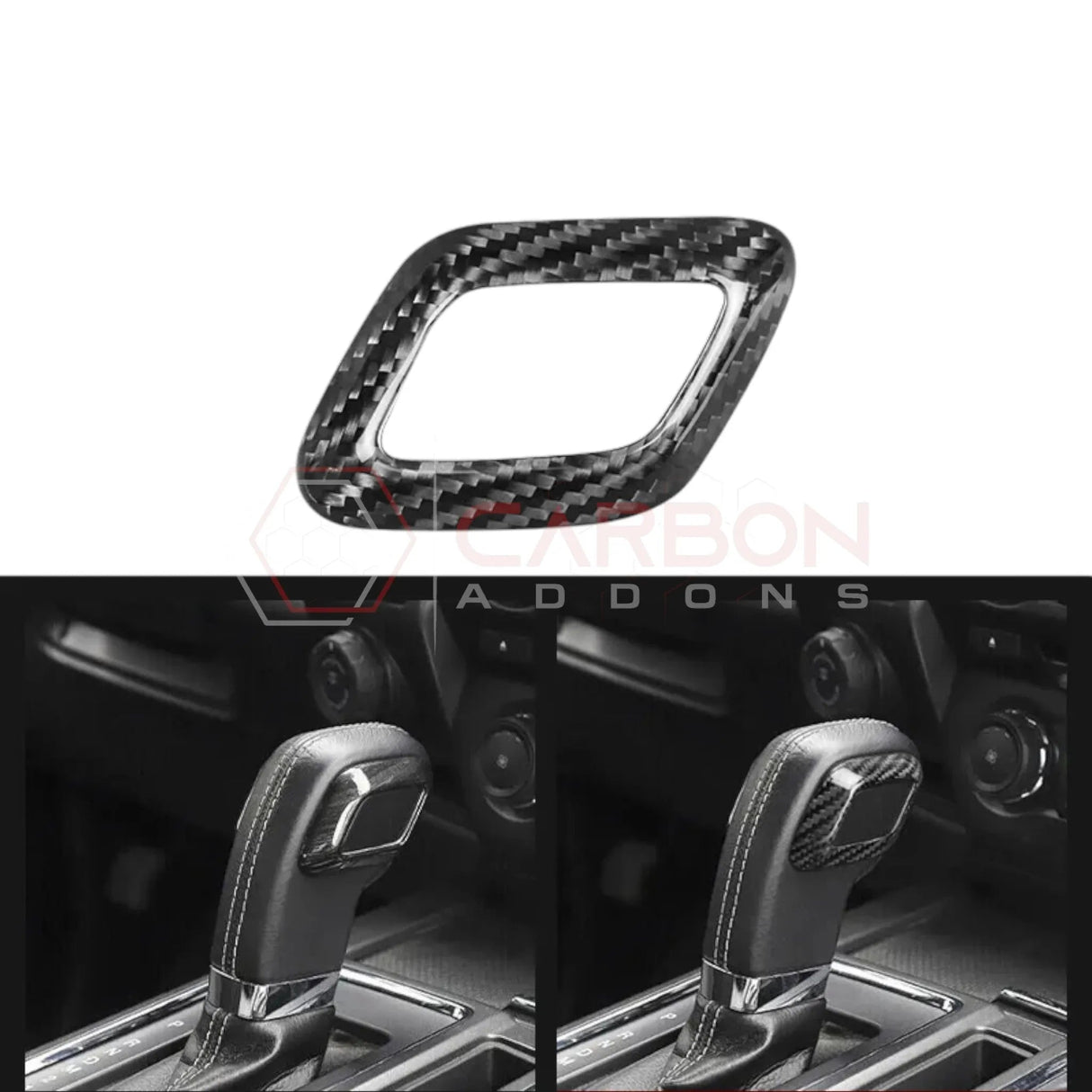 F150 2015-2020 Shift Knob Chrome Trim Delete Carbon Fiber Cover