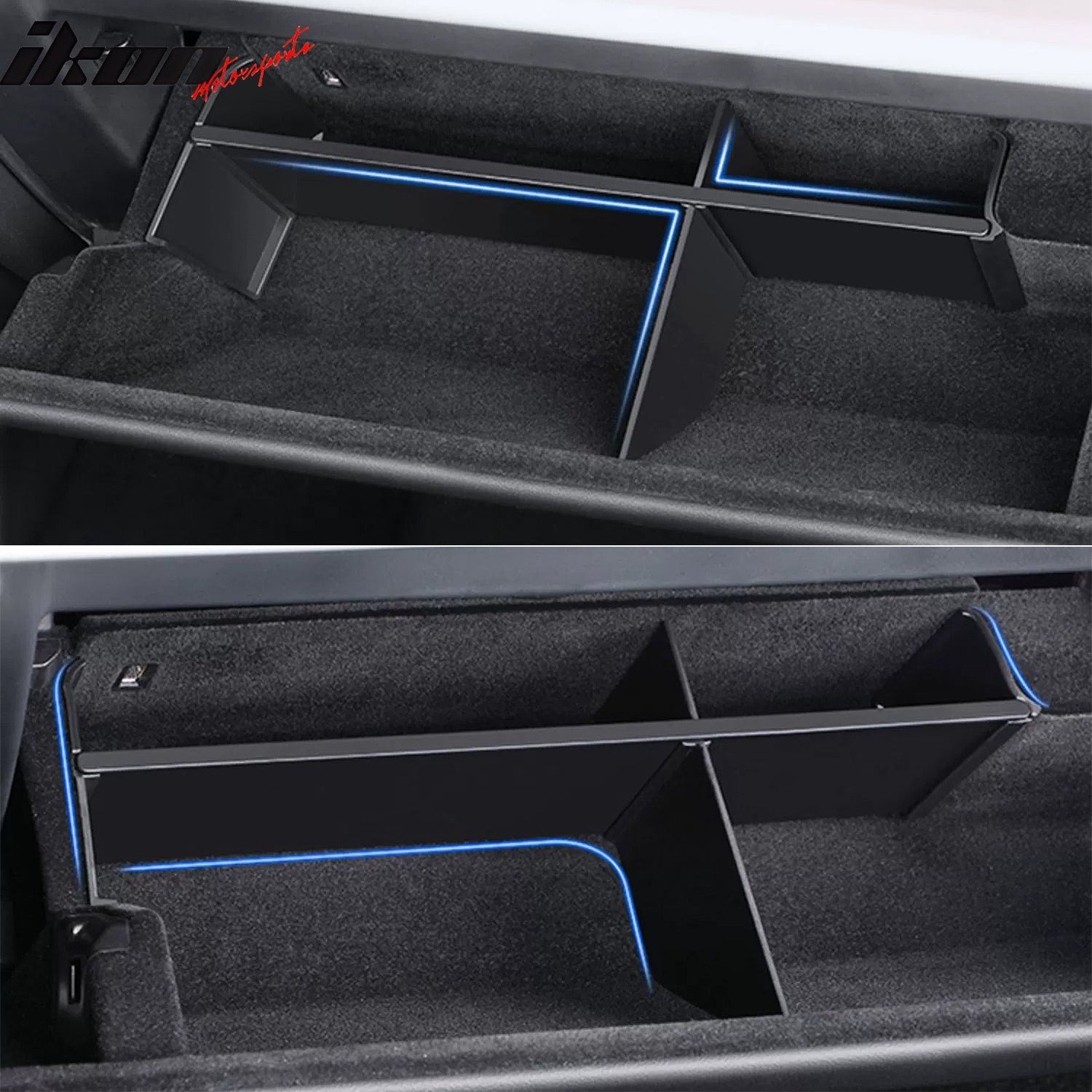 2022-2024 Tesla Model Y Black Glove Compartment Storage Organizer PP