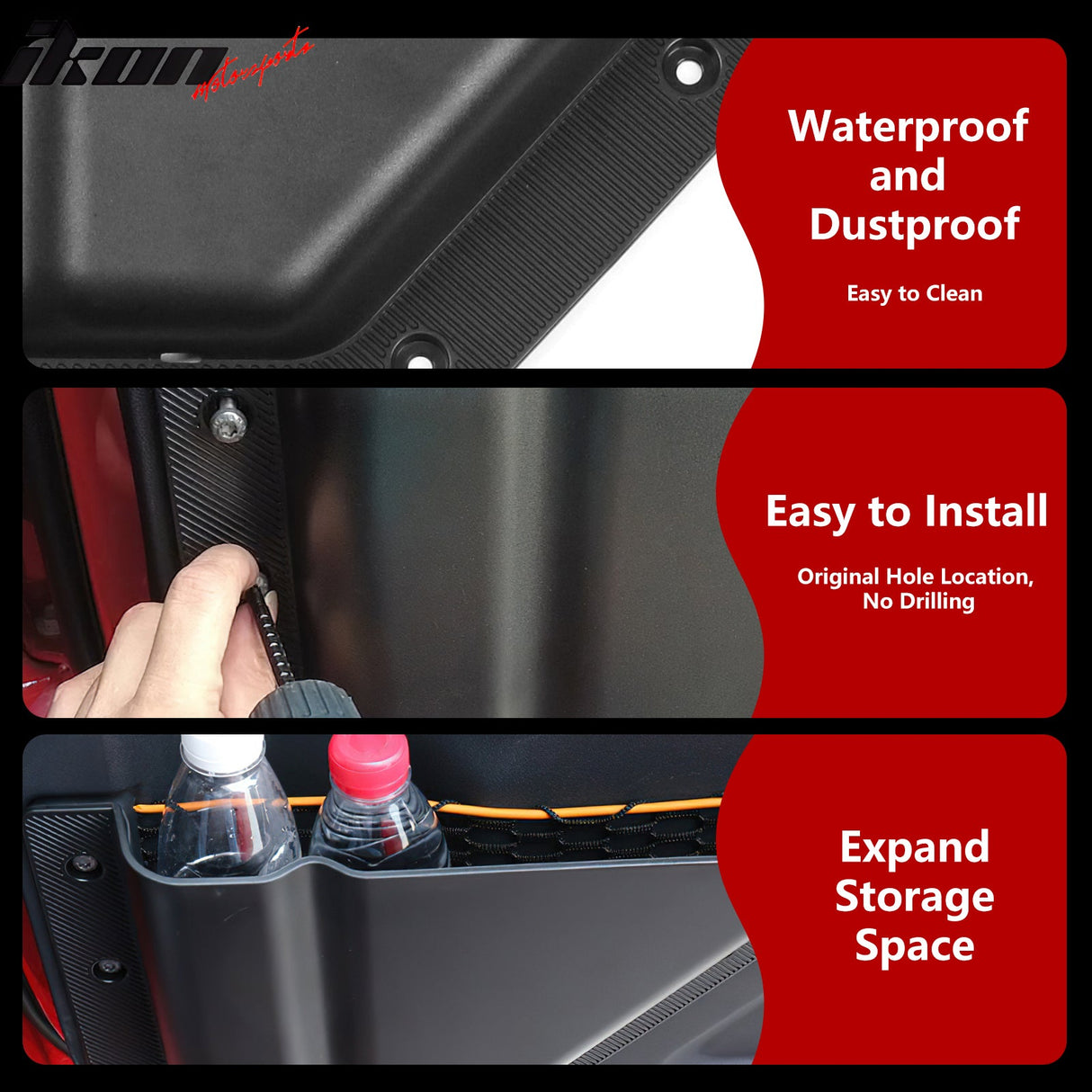 2021-2025 Ford Bronco 2/4 Dr Black Front Door Storage Box TPE+ABS 2PCS