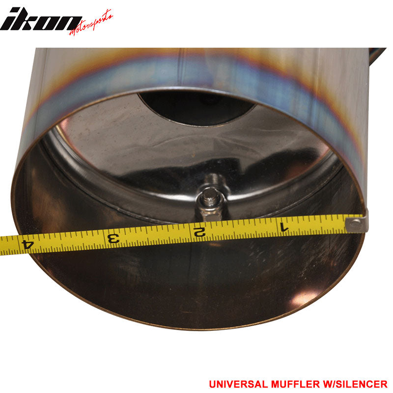 Universal N1 Style 4In Steel Muffler Titanium Flat Tip + Silencer
