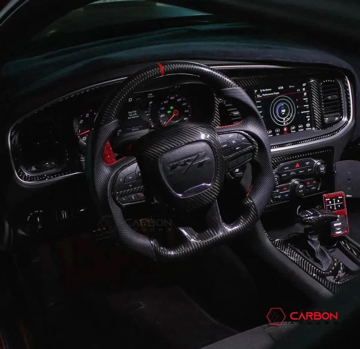 Real Carbon Fiber Steering Airbag Cover | For 2015+ Dodge Charger Challenger Durango