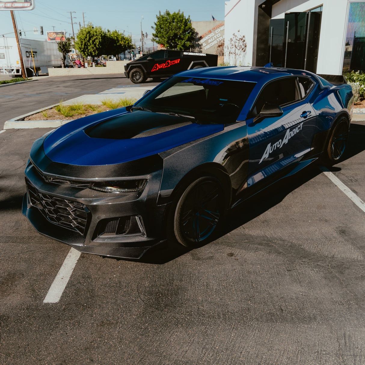 2017-2025 Chevy Camaro ZL1 Black Panther 1PC Full Gloss Carbon Fiber Track Package Front Bumper Conversion